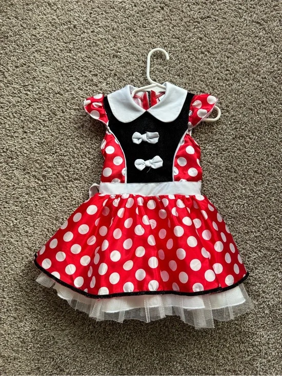 Disney Minnie Mouse Girls Costume Dress Red Polka Dot Size 2T