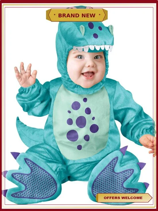 Baby T-Rex Halloween Costume Infant 12-18M Plush Fluffy Dress Up