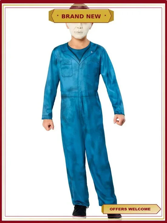 Michael Myers Halloween Costume Kids Boys Size L Jumpsuit Mask Horror