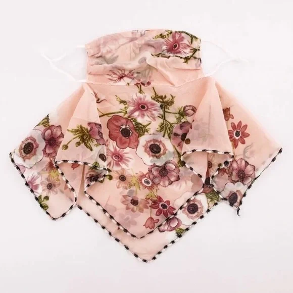 Gorgeous Floral Facemask & Scarf Adjustable Ear Strips 4 A Comfortable Fit