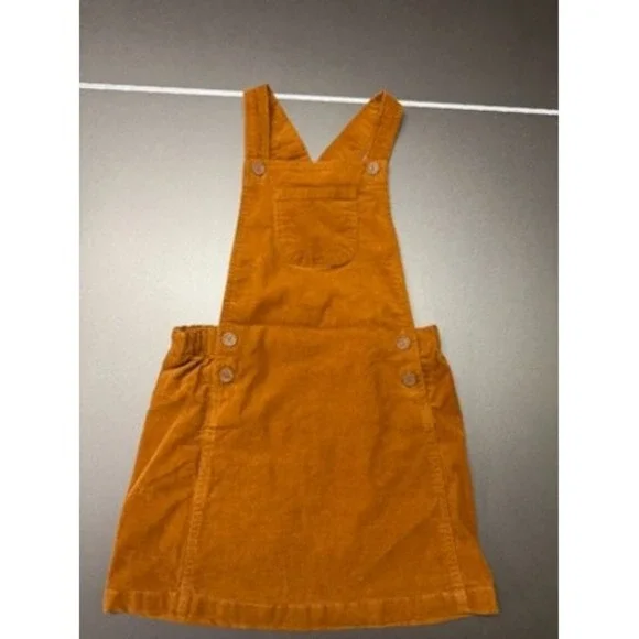 Cynthia Rowley Girls Mustard Yellow Corduroy Pinafore Overall Dress Size 7