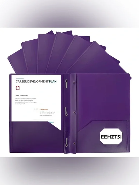 Purple 3-Ring Folder with Pockets