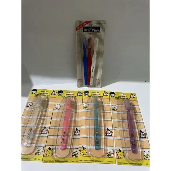 Lot 7 VINTAGE Children’s Toothbrushes Dura Kleen Oral Pure Kids Adult Toothbrush