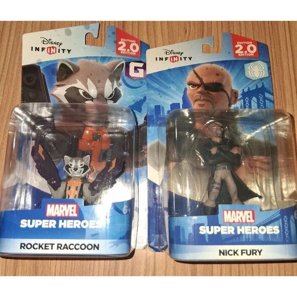 Disney Infinity 2.0 Marvel Super Heroes Rocket Raccoon & Nick Fury Figures