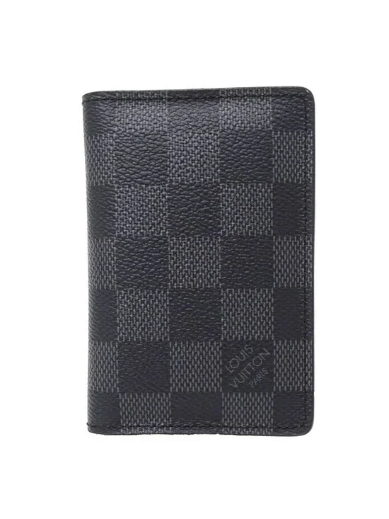 Louis Vuitton Card Case Damier Graphite Canvas Pocket Organizer Black Foldable