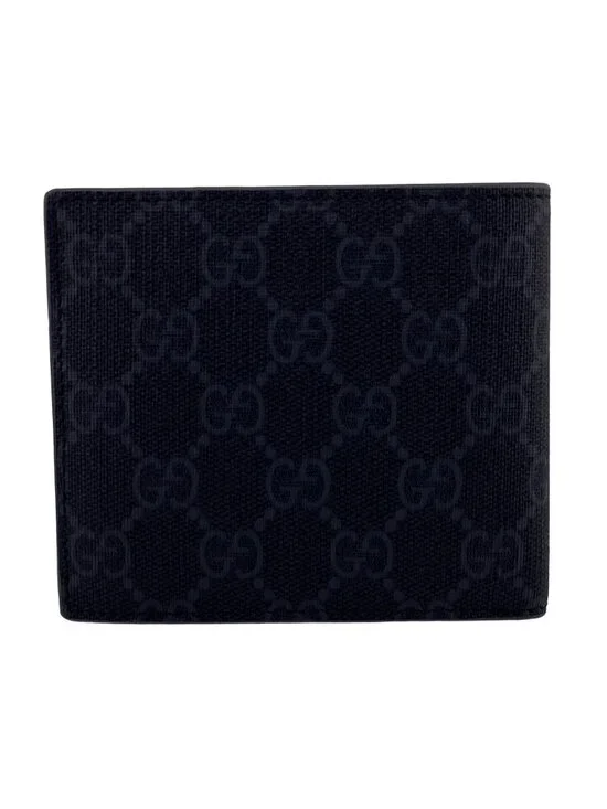 Gucci GG Coin Wallet Supreme Bifold Compact Gray Canvas