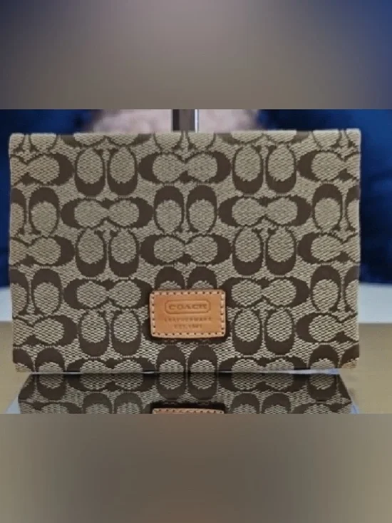 Coach Signature Jacquard wallet in Brown and Tan