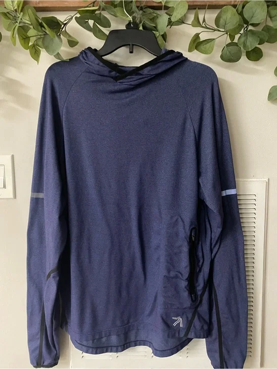 J. Crew Navy Hooded Performance Long-Sleeve Pullover