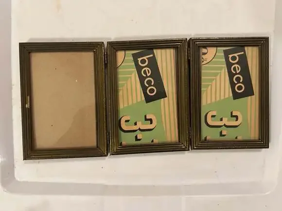 Vintage Brass Hinged Triple Triptych Photo Frame