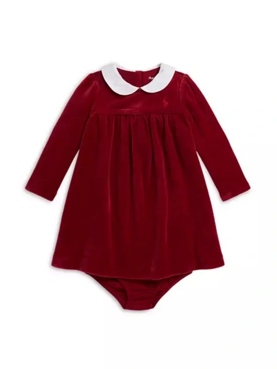Ralph Lauren Girls' Velour Dress & Bloomer - Baby 6 months