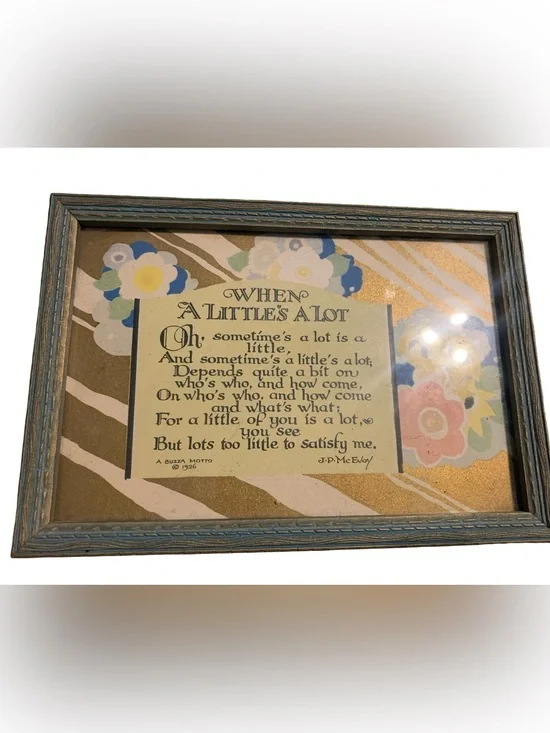 Vintage Buzza Motto 1926 “When A Little’s‎ A Lot” J.P. McEvoy