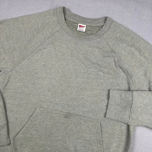 J.Crew Mens Re-Imagined Raglan Sweatshirt Gray Crewneck Pocket BJ211 Size Medium