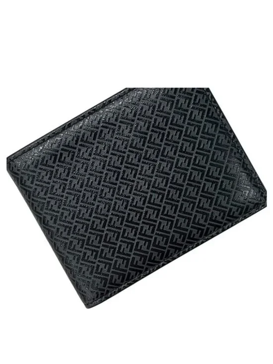 Fendi Bifold Wallet Micro FF Aglp 219 Leather Asphalt Nero Palladio Black