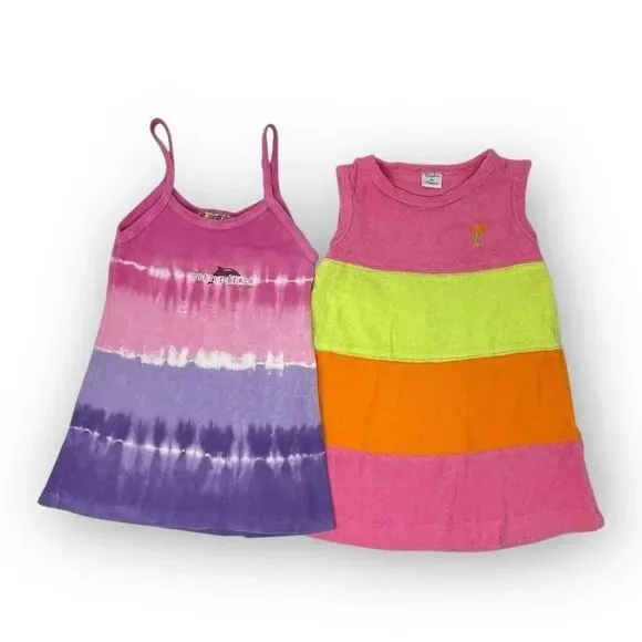 Peaches N Cream & Happy Kids Summer Dresses Lot of 2 Dress Little Girls Small 2T
