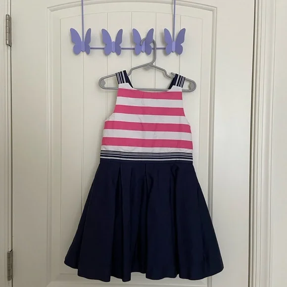 EUC | Isaac Mizrahi girl’s nautical striped bow layered skirt‎ dress size 5