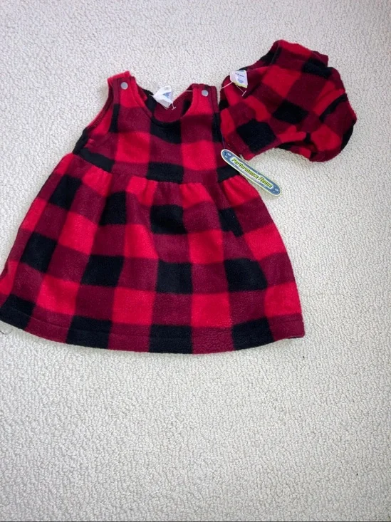 🆕 OLD NAVY Buffalo Plaid Check Jumper Dress Set Size 3-6 mos