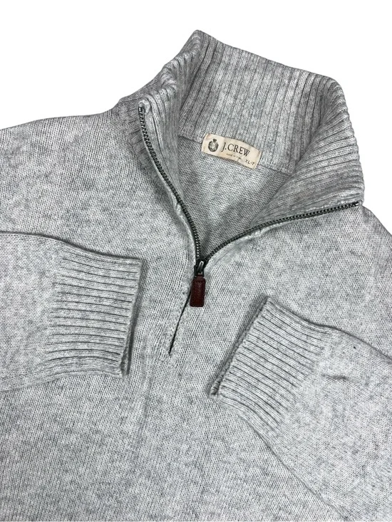J Crew Sweater Mens XLT gray Heather Quarter Zip Pullover cotton cashmere blend