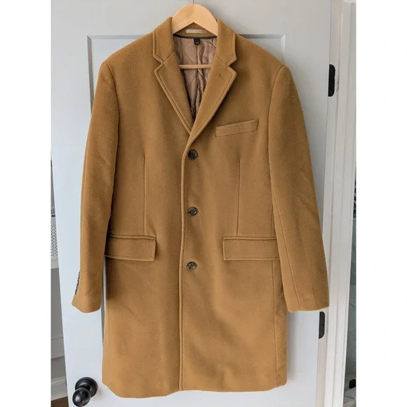 J‎ Crew Ludlow Wool Cashmere Top Coat Camel Tan Mens Size 40S