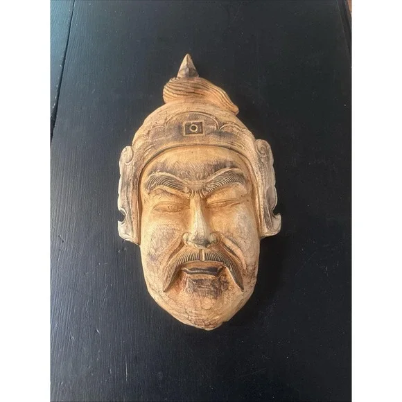 Vintage Hand-carved Solid Wooden‎ Wall Mask Tây Sơn