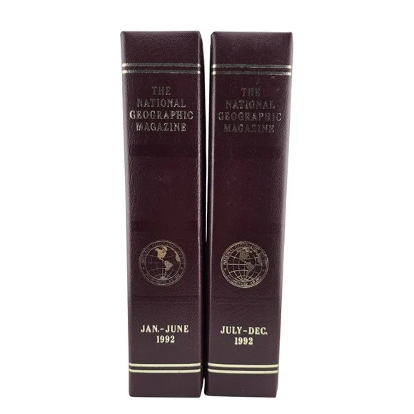 National Geographic Magazine Slipcase Binders 1992‎ OS Burgundy Good Vintage Set