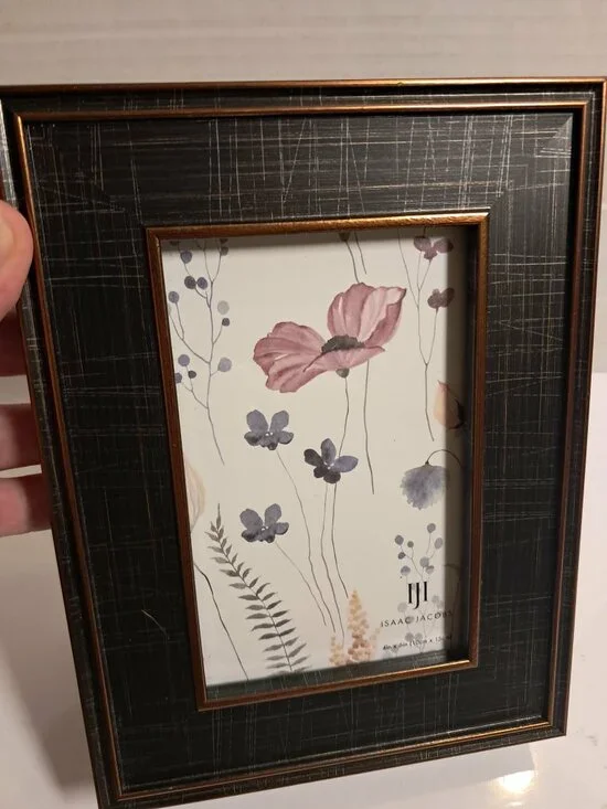 Isaac Jacobs 4x6 Black Brown Floral Picture Frame