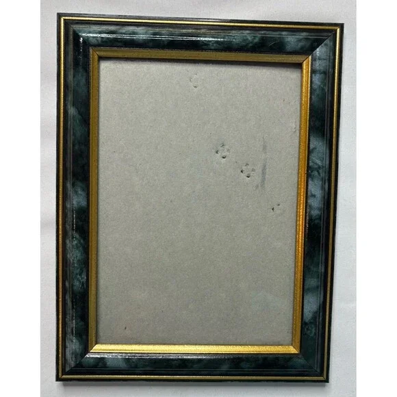 Picture Frame Dark Green Gold And Black Faux Marble Tone 5 X 7 Photo