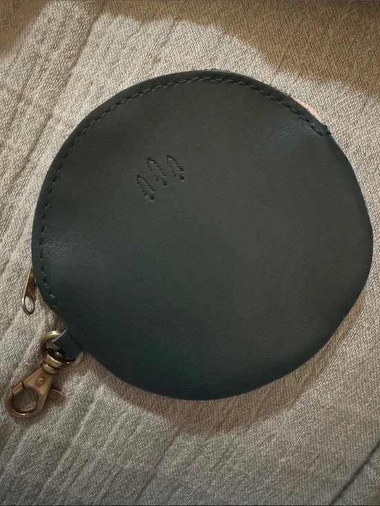 Portland Leather Dark Green Round Coin Pouch with Clip