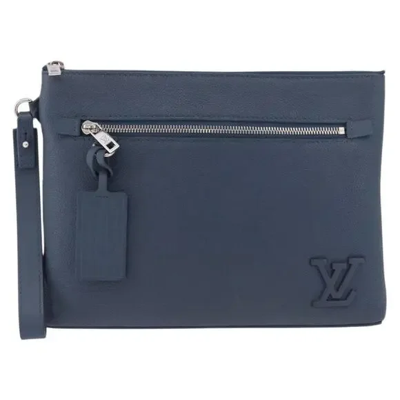 Louis Vuitton Leather Takeoff Pouch Blue