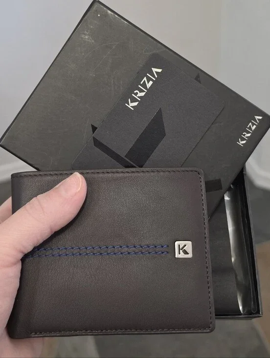 Krizia Milano Men's Leather Horizontal Bifold Coin Wallet - FULL INCLUSION