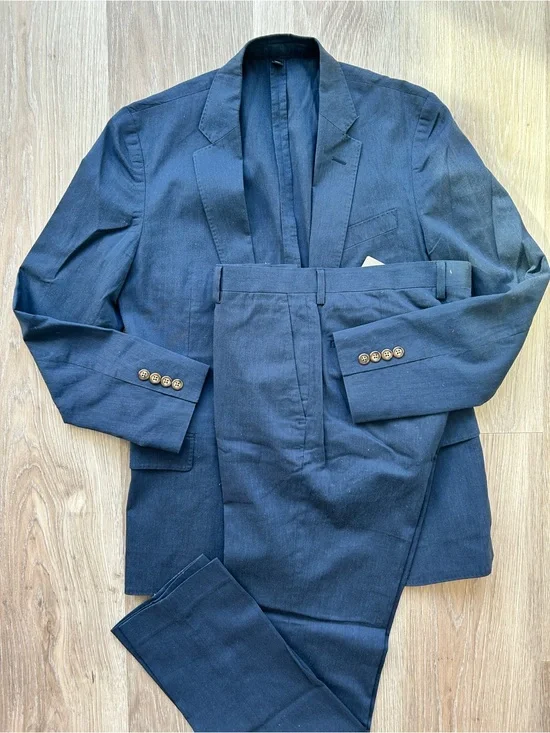 J. Crew Ludlow Slim Fit Navy Unstructured Cotton 2-Piece Suit