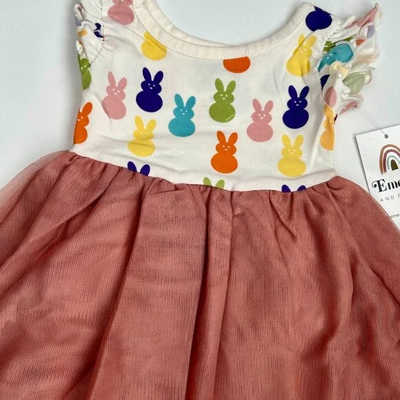 NWT Emerson & Friends Easter Bunny Peeps Tulle Dress Baby Girl 3-6M 6-12M