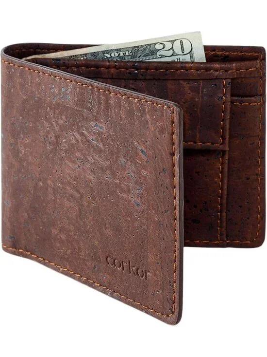 Vegan Leather RFID Wallet with Coin Pocket - Eco-Friendly & Cruelty-Free Brown