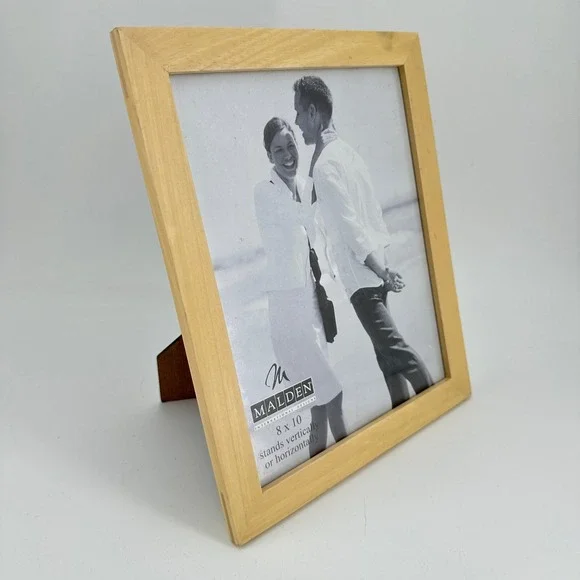 Malden International Designs 8x10 Natural Light Wood Picture Frame Easel Back