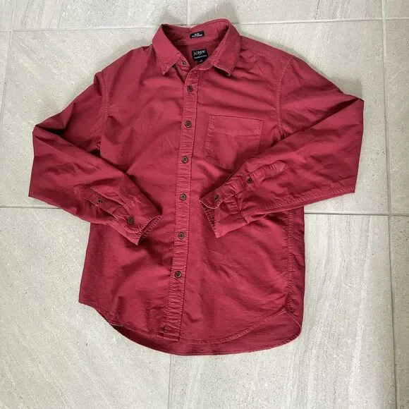 Maroon Red J Crew Slim Untucked Button Down Shirt 100% Cotton