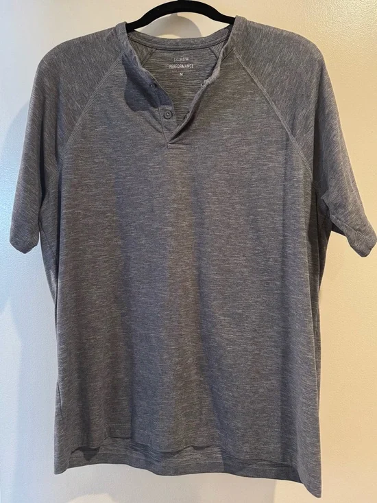 J. Crew Blue Gray Short-Sleeve Henley Shirt