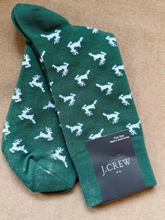 J.Crew Men’s Green Reindeer Socks
