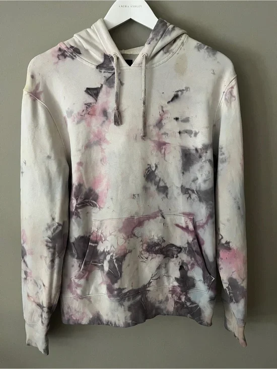 J. Crew Pink & Gray Tie-Dye Hooded Sweater