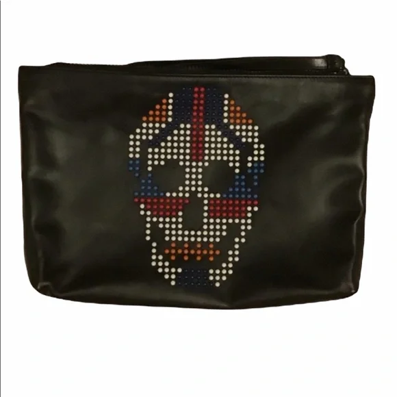 McQueen Union Jack studded large pouch
