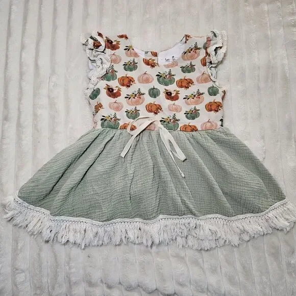 Love and Grow Clothing Co Pumpkin Tunic Top/Dress Ruffle 8Y