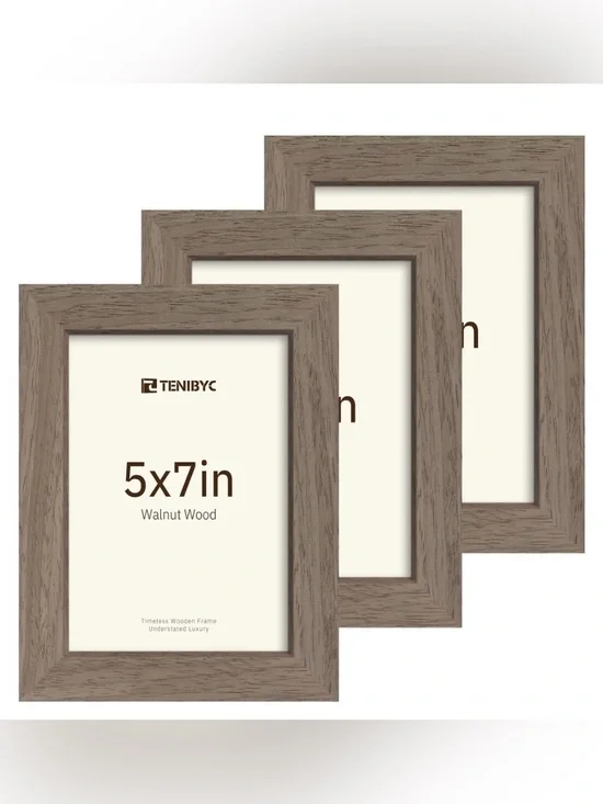 PICTURE FRAMES Solid Wood & Glass Wall or Tabletop Vertical or Horizontal 5x7”