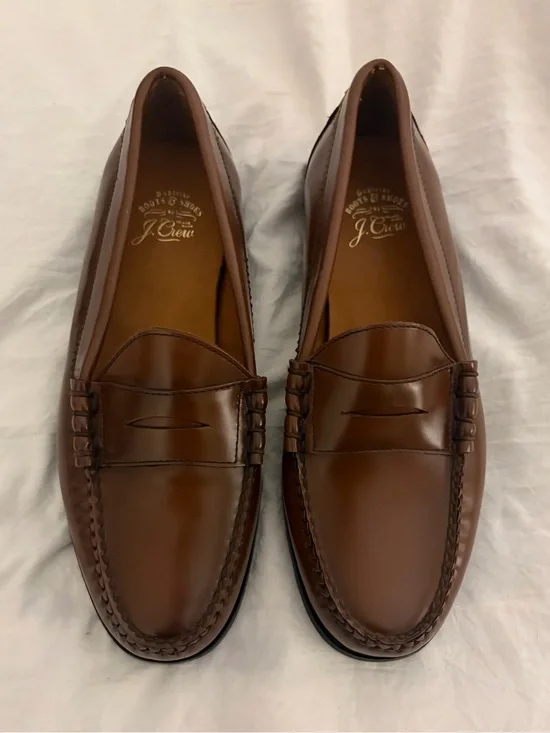 J. Crew Men’s Brown Leather Camden Loafers Size 8 NWOT