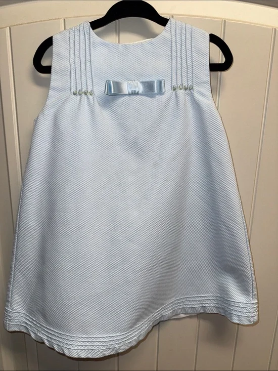 Luli & Me Classic Baby Blue Sleeveless Dress with Bow