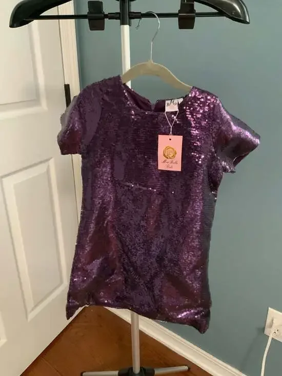 Mia Belle Girls Sequin Dress Size 6 Purple Polyester