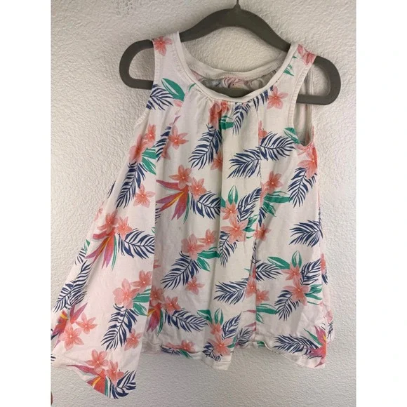 Tea Collection Kids Girls White Floral Tropical‎ Print Sleeveless Dress Size 3