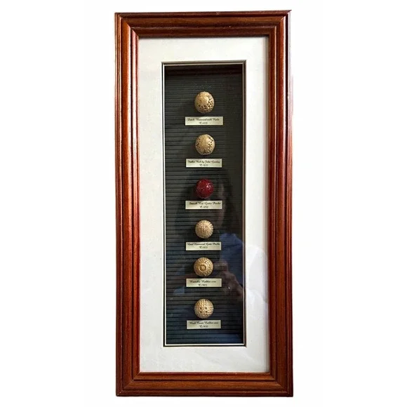 Evolution of Golf Ball Display Frame 6‑Ball Shadow Box 17x8 Wall Decor