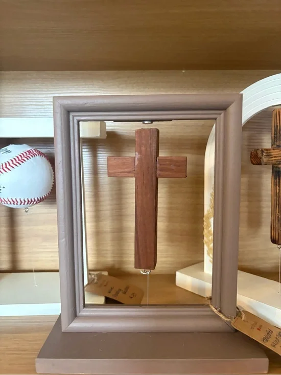 Taupe Wooden Floating Cross Frame -