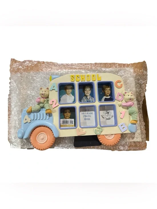 vintage 3D school bus collage picture frame