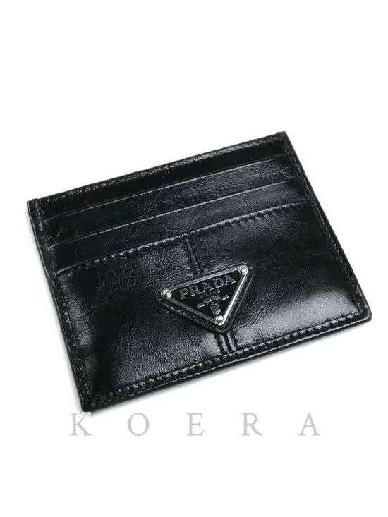 Prada Soft Looks Triangle Logo Card Case Black