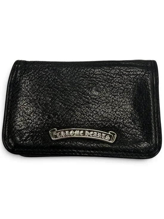 Chrome Hearts Card Case Leather 925 with Grommet Scroll Label Bifold Business