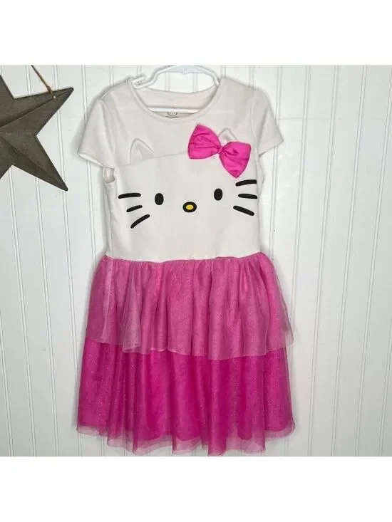 Sanrio White and Pink Hello Kitty Dress Size Girls 7-8